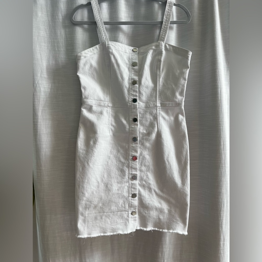 Volcom white, jean dress.
